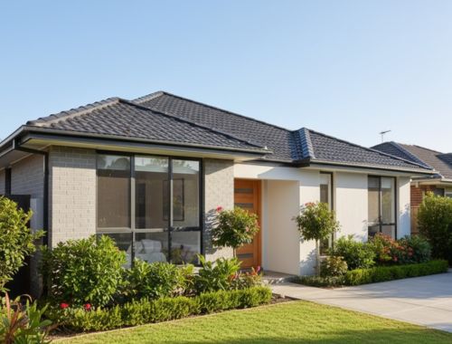 Single storey Melbourne home receiving professional residential gutter cleaning